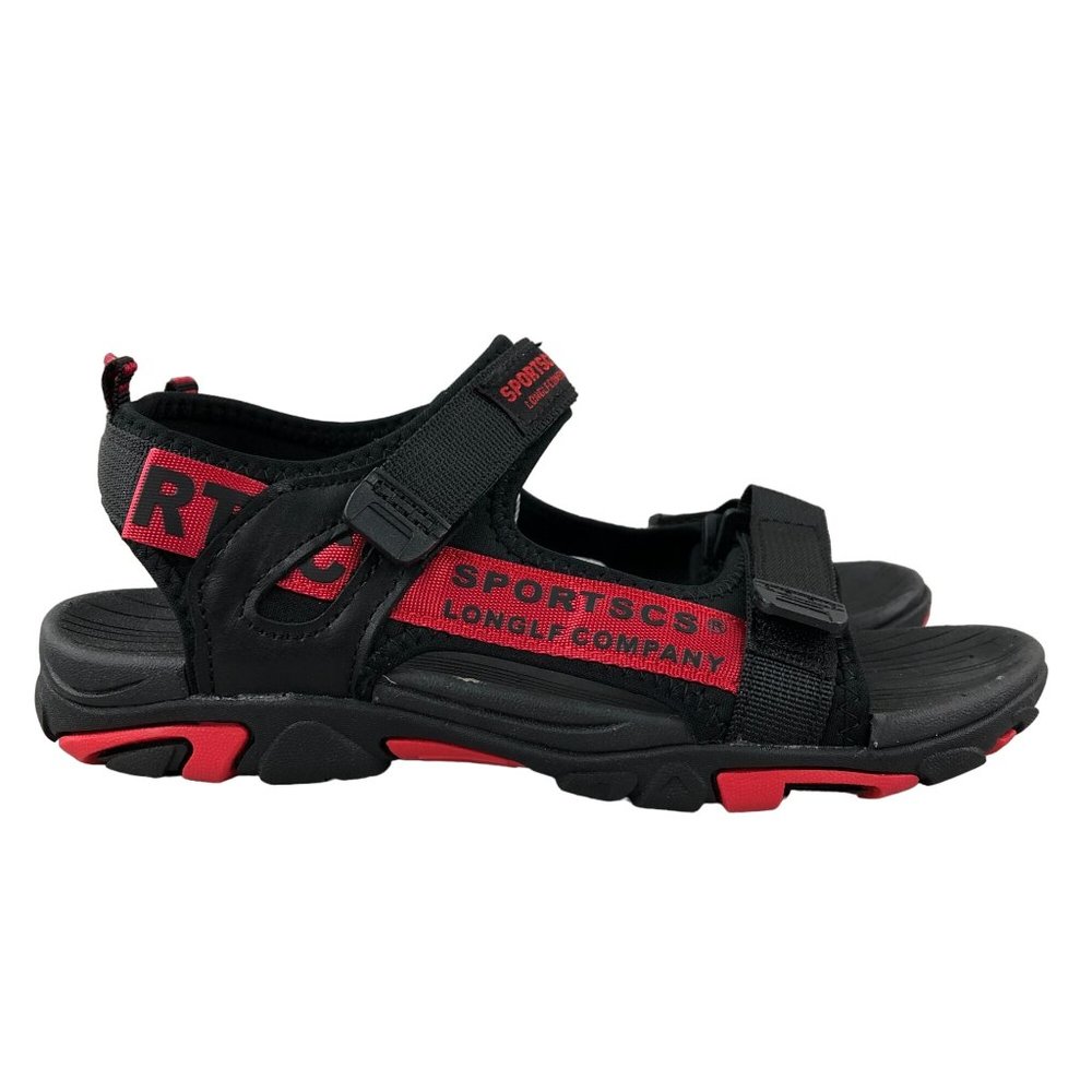 DADAWEN NWT Unisex Size 38 SPORTSCS Longlf Company Black Red Hook & Loop Sandals